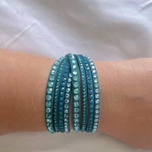 Like new. Swaovski crystal leather bracelet